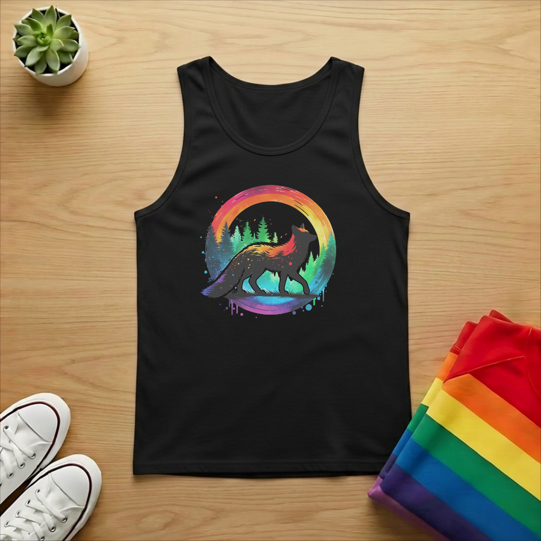 Fox With Forest Silhouette Tank Top