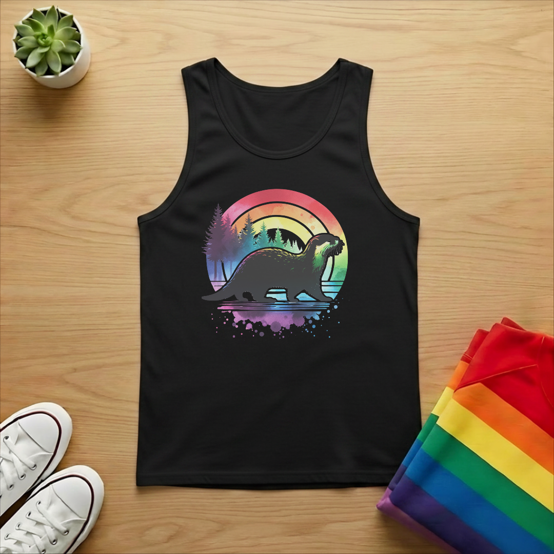 Otter With Forest Silhouette Tank Top
